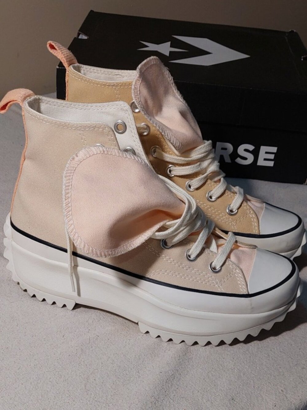 Converse 2-Tone Tan/Pink Run Star Hike Hi Canvas Platform Sole Size: 7.5 - Picture 12 of 12